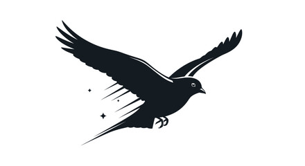 Obraz premium Black Bird Silhouette Flying Through Air.