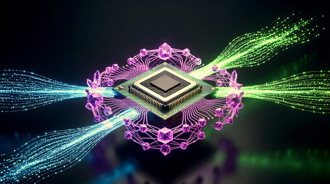 AI Model Inference Engine visualization showing high-performance data processing for enterprise business intelligence and automation solutions.
