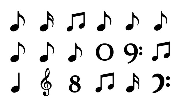 Music notes silhouette icon set musical symbol vector illustration