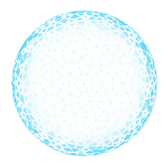 abstract blue digital cellular sphere acting as cybersecurity shield. futuristic technology network data protection concept with complex geometric mesh isolated.