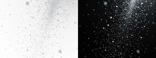 Obraz premium Contrasting particles of light and shadow creating a dynamic visual effect on a plain white background and png