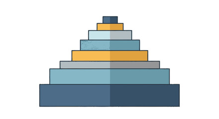 Multicolored Pyramid Structure with Layered Design.