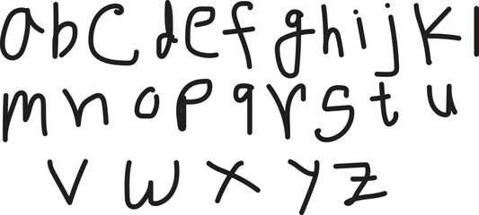 Handwritten alphabet letters in lowercase and uppercase style
