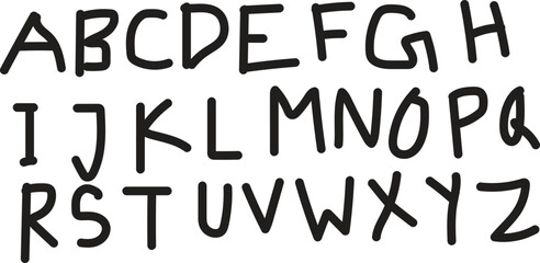 handwritten alphabet letters on transparent background