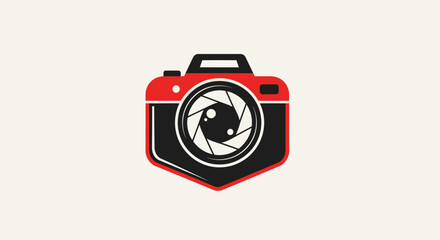 Retro Camera Emblem with Aperture Lens Design.