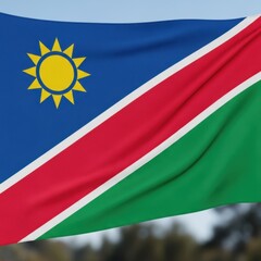 Obraz premium Namibia Flag Waving Against Blue Sky