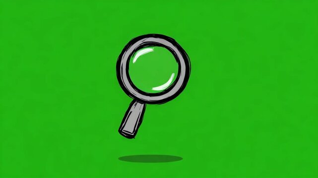 Hand drawn Scribble Magnifying Glass Animation on Green Screen Background Stock Video