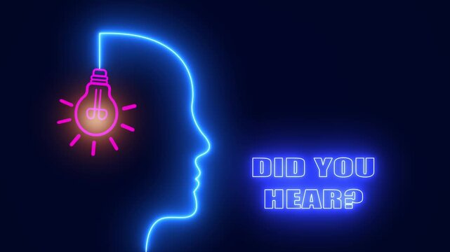 Neon human head outline for did you hear content and viral news stories in entertainment and gossip channels