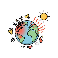 Naklejka premium Earth's Climate Change and Global Warming Illustration