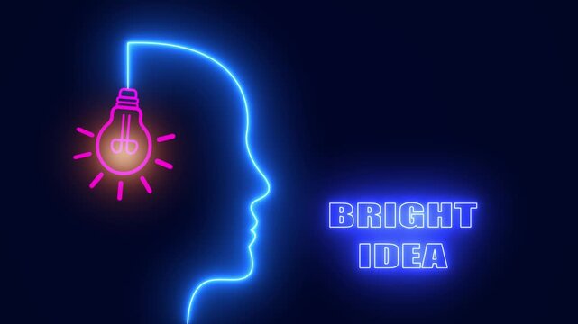 Creative neon mind silhouette for bright idea reels perfect for sparking inspiration and expert smart tutorials