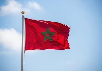 Morocco Flag Waving Against Clear Sky