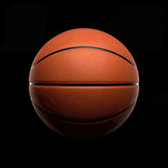 A detailed 3d rendered image of a classic orange basketball with prominent texture and black lines