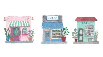 Store cute retail shop watercolor clipart