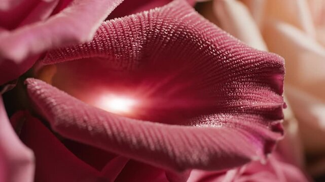 Macro Close-up of Pink Rose Petals with Soft Light and Texture