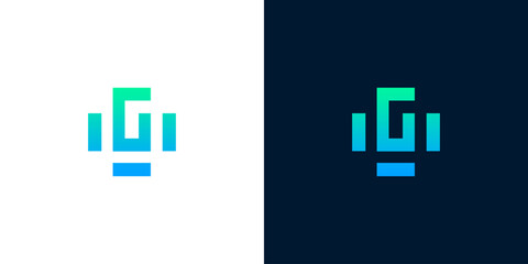 Fototapeta premium Abstract digital symbol featuring a sleek blue-green gradient, representing modern technology, connectivity, and data, ideal for innovative branding and corporate identity solutions