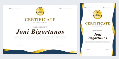 Obraz premium award template design, achievement, championship modern theme blue and gold color pattern luxury