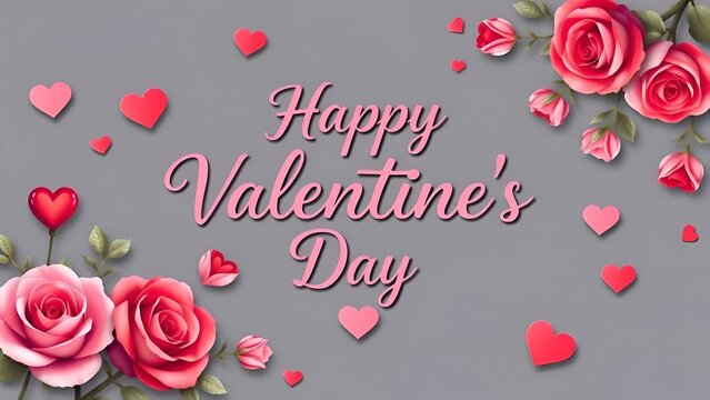 valentine's day card with pink roses
