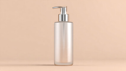 A blank template of a soap dispenser bottle on a mockup.