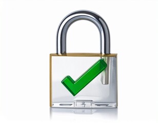 Modern Padlock with Green Check Mark Symbolizing Verified Security