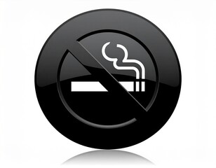 Modern No Smoking Icon with Black Glossy Background