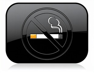 Modern No Smoking Icon with Black Glossy Background