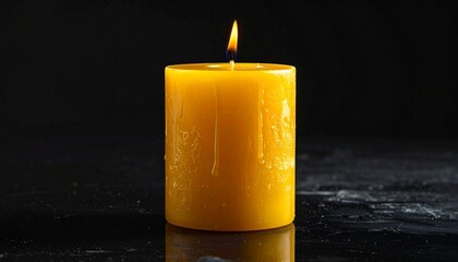 Yellow Candle Flame on Dark Background