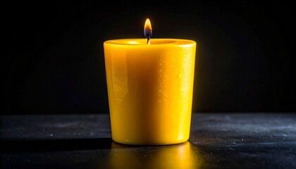 Yellow Candle Flame on Dark Background
