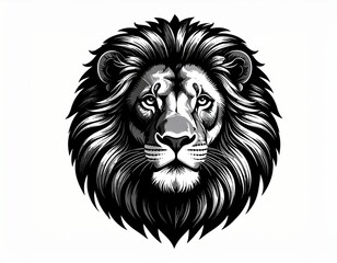 Black and White Lion Face Illustration