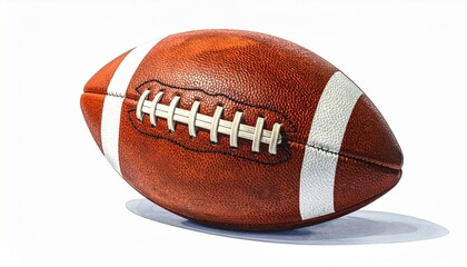 Close-Up of American Football with Laces and Stripes