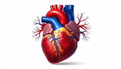 Human Heart Anatomy with Blood Flow Detail