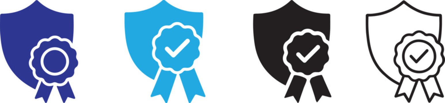 Authenticity icon set, flat and solid vector icons for verification, trust, certificates, and seals.