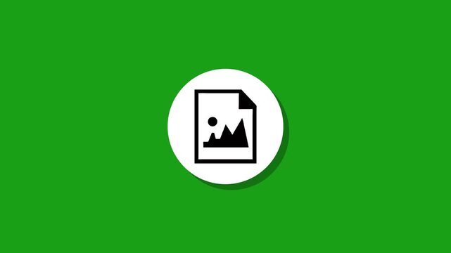 Minimalist image file icon animation on green background featuring smooth motion graphics and clean flat design aesthetic for media