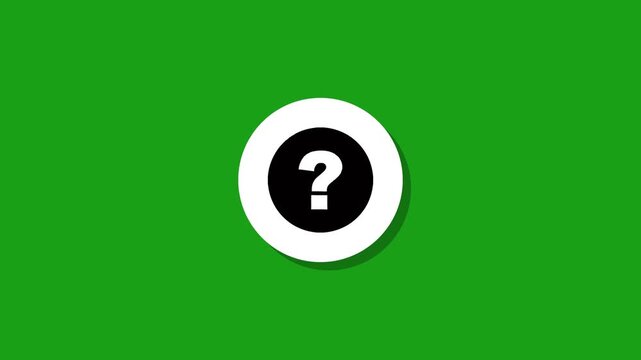 Animated question mark icon appearing inside white circle on green background for educational or faq video content
