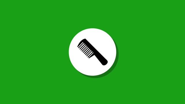 Minimalist animated hair comb icon on green screen background for beauty and grooming concepts