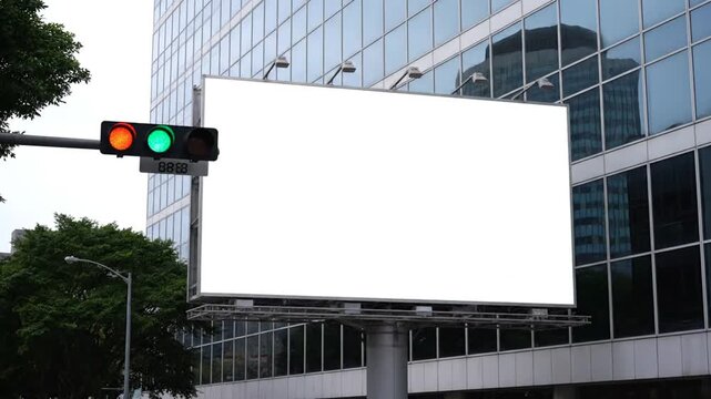Billboard near traffic light.