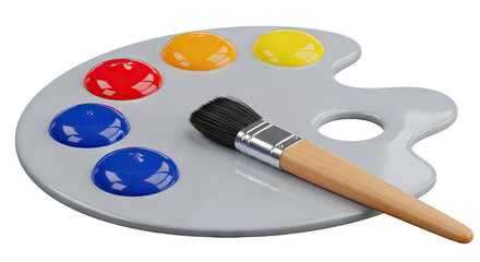 Art Palette with Paint and Brush