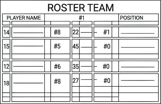 Roster team template for organizing player information