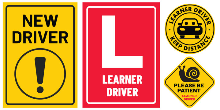 Learner Driver for Traffic Print Ready Sign and Stickers Vector Editable