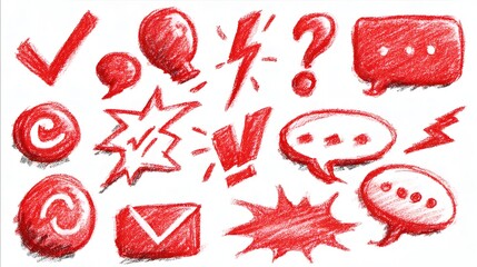 Creative doodle graphic elements isolated on white, ideal for design templates and visual storytelling.