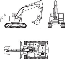 Excavator side front and view line construction vehicle also transparent background heavy machinery industrial equipment © PixelSaga MH2 