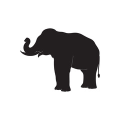 Fototapeta premium black image elephant Asia standing, graphics design vector outline Illustration isolated on white background 