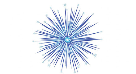Fototapeta premium Blue Firework Burst with Sparkles on White Background, Festive Celebration Design