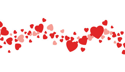 Colorful red and pink hearts floating on a for valentines day or love themed designs and decorations