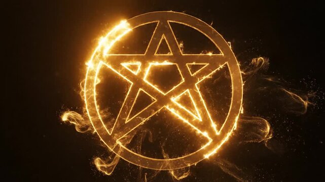 Glowing pentagram symbol animated on a dark background for commercial use