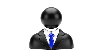 3D Icon of a Business Person with Black Suit and Blue Tie