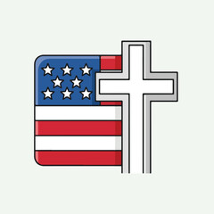 Obraz premium American Flag and Christian Cross Symbol.