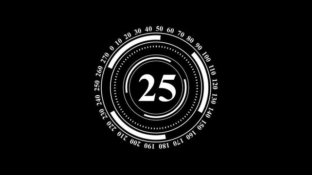 30 Second Countdown Timer HUD Animation with Futuristic Digital Interface Elements for Video Production.