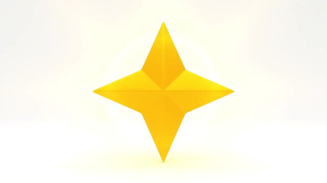 Abstract yellow star shape on white background isolated studio shot