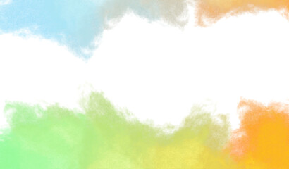 Transparent fluffy clouds or smoke effect PNG overlay background. Colorful clouds grunge texture, smog effect, smoke and fogg png. Brush strokes, paint stain.