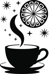 Steaming Citrus Orange Coffee Magical Sparkle Emblem